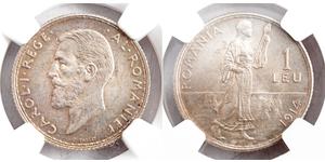 1 Leu Kingdom of Romania (1881-1947) Silver Carol I of Romania (1839 - 1914)