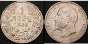 1 Lev Reino de Bulgaria (1908 - 1946) Plata Fernando I de Bulgaria (1861 -1948)