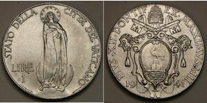 1 Lira Vaticano (1926-) Acciaio inossidabile Papa Pio XII (1876 - 1958)