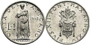 1 Lira Vaticano (1926-) Alluminio Papa Pio XII (1876 - 1958)