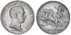 1 Lira Kingdom of Italy (1861-1946) Argent Vittorio Emanuele III (1869 - 1947)
