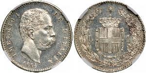 1 Lira Kingdom of Italy (1861-1946) Argent Umberto I (1844-1900)