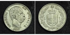 1 Lira Kingdom of Italy (1861-1946) Argent Umberto I (1844-1900)