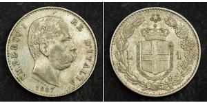 1 Lira Kingdom of Italy (1861-1946) Argent Umberto I (1844-1900)