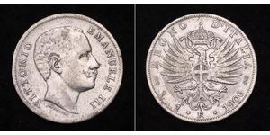 1 Lira Kingdom of Italy (1861-1946) Argent Vittorio Emanuele III (1869 - 1947)