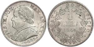 1 Lira États pontificaux (752-1870) Argent Pie IX (1792- 1878)