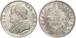 1 Lira États pontificaux (752-1870) Argent Pie IX (1792- 1878)