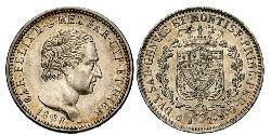 1 Lira Italian city-states Argento Carlo Felice di Savoia