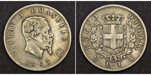 1 Lira Kingdom of Italy (1861-1946) Argento Victor Emmanuel II of Italy (1820 - 1878)