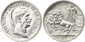 1 Lira Kingdom of Italy (1861-1946) Argento Vittorio Emanuele III d