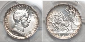 1 Lira Kingdom of Italy (1861-1946) Argento Vittorio Emanuele III (1869 - 1947)