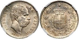 1 Lira Kingdom of Italy (1861-1946) Argento Umberto I (1844-1900)