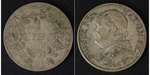 1 Lira Estados Pontificios (752-1870) Plata Pío IX (1792- 1878)