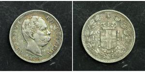 1 Lira Kingdom of Italy (1861-1946) Plata Umberto I (1844-1900)