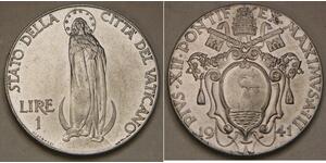1 Lira Vatikan (1926-) Rostfreier Stahl Pius XII  (1876 - 1958)