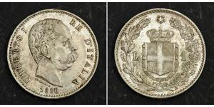 1 Lira Kingdom of Italy (1861-1946) Silber Umberto I (1844-1900)