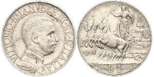 1 Lira Kingdom of Italy (1861-1946) Silber Viktor Emanuel III. (Italien) (1869 - 1947)