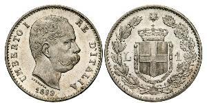 1 Lira Kingdom of Italy (1861-1946) Silber Umberto I (1844-1900)