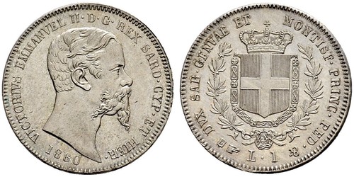 1 Lira Kingdom of Italy (1861-1946) Silber Victor Emmanuel II of Italy (1820 - 1878)
