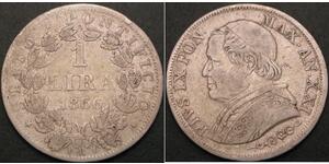 1 Lira Kirchenstaat (752-1870) Silber Pius IX (1792- 1878)