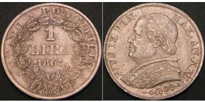 1 Lira Kirchenstaat (752-1870) Silber Pius IX (1792- 1878)