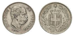 1 Lira Kingdom of Italy (1861-1946) Silver Umberto I (1844-1900)