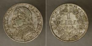 1 Lira Papal States (752-1870) Silver Pope Pius IX (1792- 1878)