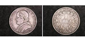 1 Lira Papal States (752-1870) Silver Pope Pius IX (1792- 1878)