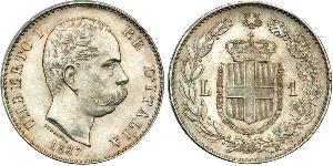 1 Lira 意大利王國 (1861-1946) 銀 Umberto I (1844-1900)