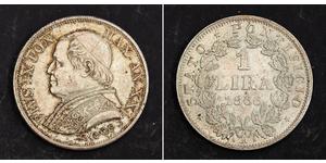 1 Lira 教皇国 (754 - 1870) 銀 Pope Pius IX (1792- 1878)