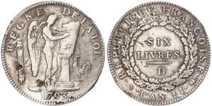 1 Livre Primera República Francesa  (1792-1804) Plata 