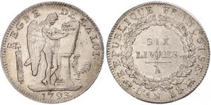1 Livre Erste Französische Republik  (1792-1804) Silber 