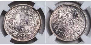 1 Mark Empire allemand (1871-1918) Argent Wilhelm II, German Emperor (1859-1941)