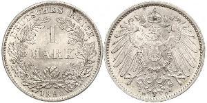 1 Mark Empire allemand (1871-1918) Argent Wilhelm II, German Emperor (1859-1941)