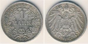 1 Mark Empire allemand (1871-1918) Argent Wilhelm II, German Emperor (1859-1941)