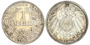1 Mark Empire allemand (1871-1918) Argent Wilhelm II, German Emperor (1859-1941)
