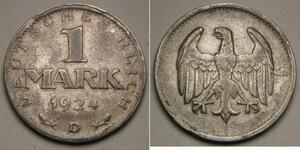1 Mark Repubblica di Weimar (1918-1933) Argento 