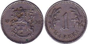 1 Mark Finlande (1917 - ) Nickel 