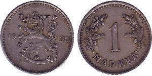 1 Mark Finlande (1917 - ) Nickel 