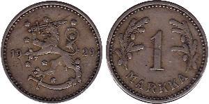 1 Mark Finlande (1917 - ) Nickel 