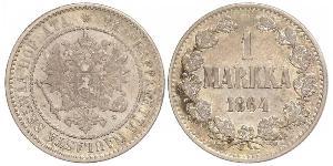 1 Mark Gran Ducado de Finlandia (1809 - 1917) Plata Alejandro II (1818-1881)