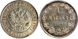 1 Mark Großfürstentum Finnland (1809 - 1917) Silber Nikolaus II (1868-1918)