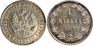 1 Mark Großfürstentum Finnland (1809 - 1917) Silber Nikolaus II (1868-1918)