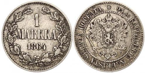 1 Mark Großfürstentum Finnland (1809 - 1917) Silber Alexander II (1818-1881)