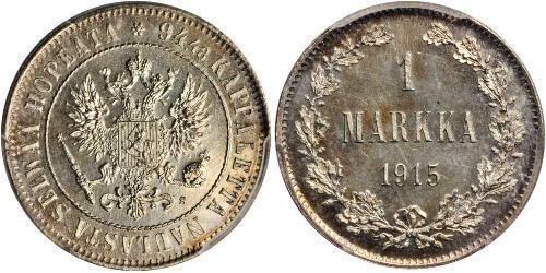 1 Mark Großfürstentum Finnland (1809 - 1917) Silber Nikolaus II (1868-1918)