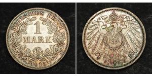 1 Mark German Empire (1871-1918) Silver Wilhelm II, German Emperor (1859-1941)