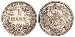 1 Mark German Empire (1871-1918) Silver Wilhelm II, German Emperor (1859-1941)