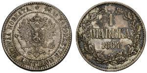 1 Mark Grand Duchy of Finland (1809 - 1917) Silver Alexander II of Russia (1818-1881)