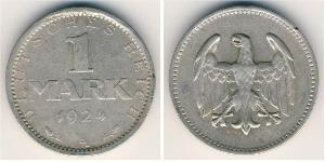 1 Mark 魏瑪共和國 (1919 - 1933) 銀 