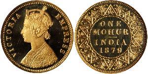 1 Mohur Raj Britannico (1858-1947) Oro Vittoria (1819 - 1901)